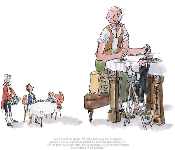 Quentin Blake - The BFG has breakfast with The Queen