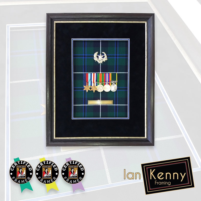 The finished second set of service medals that we backed onto Tartan fabric